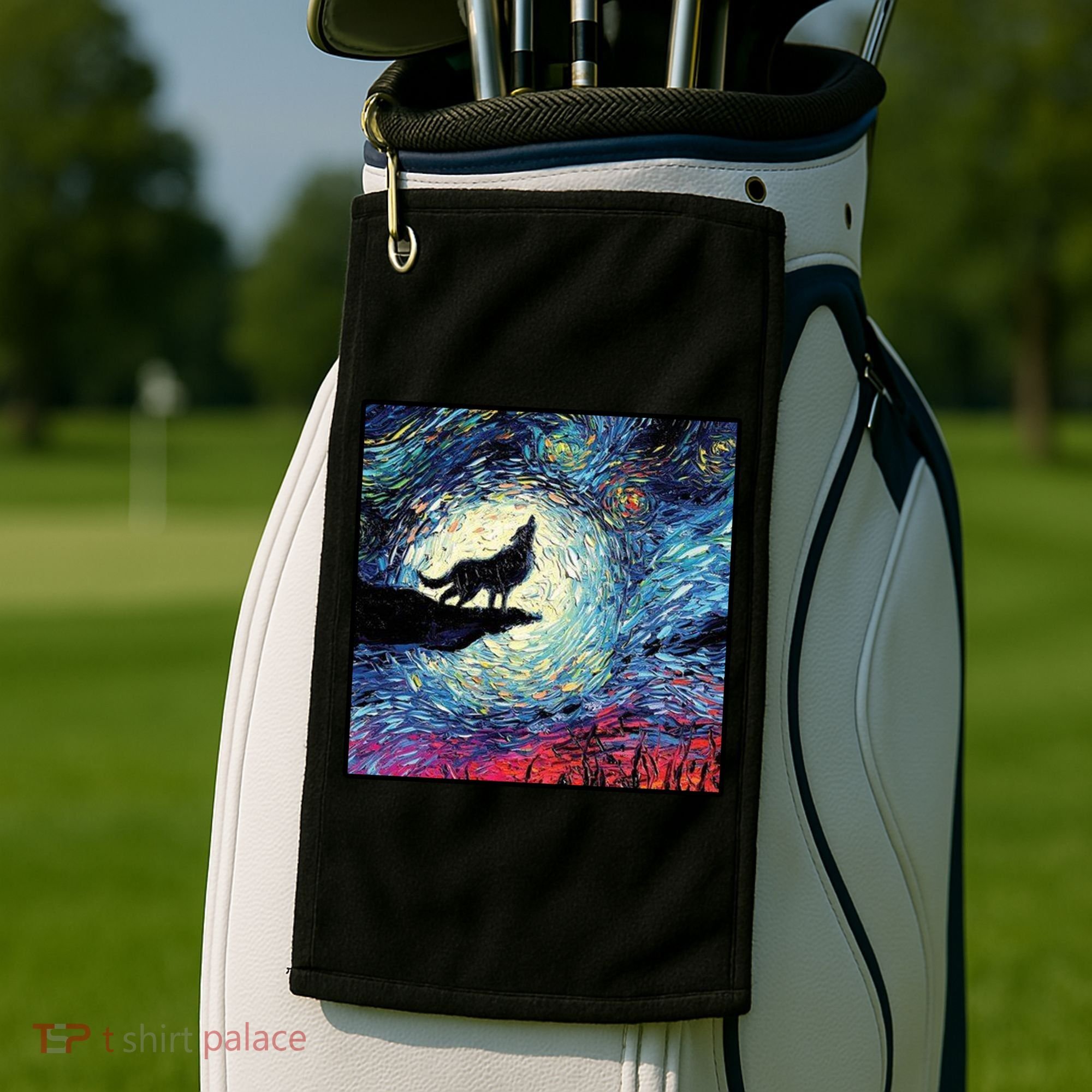 Lupine Night Howl Wolf Moon Golf Towel