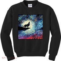 Lupine Night Howl Wolf Moon Kids Sweatshirt thumb 0