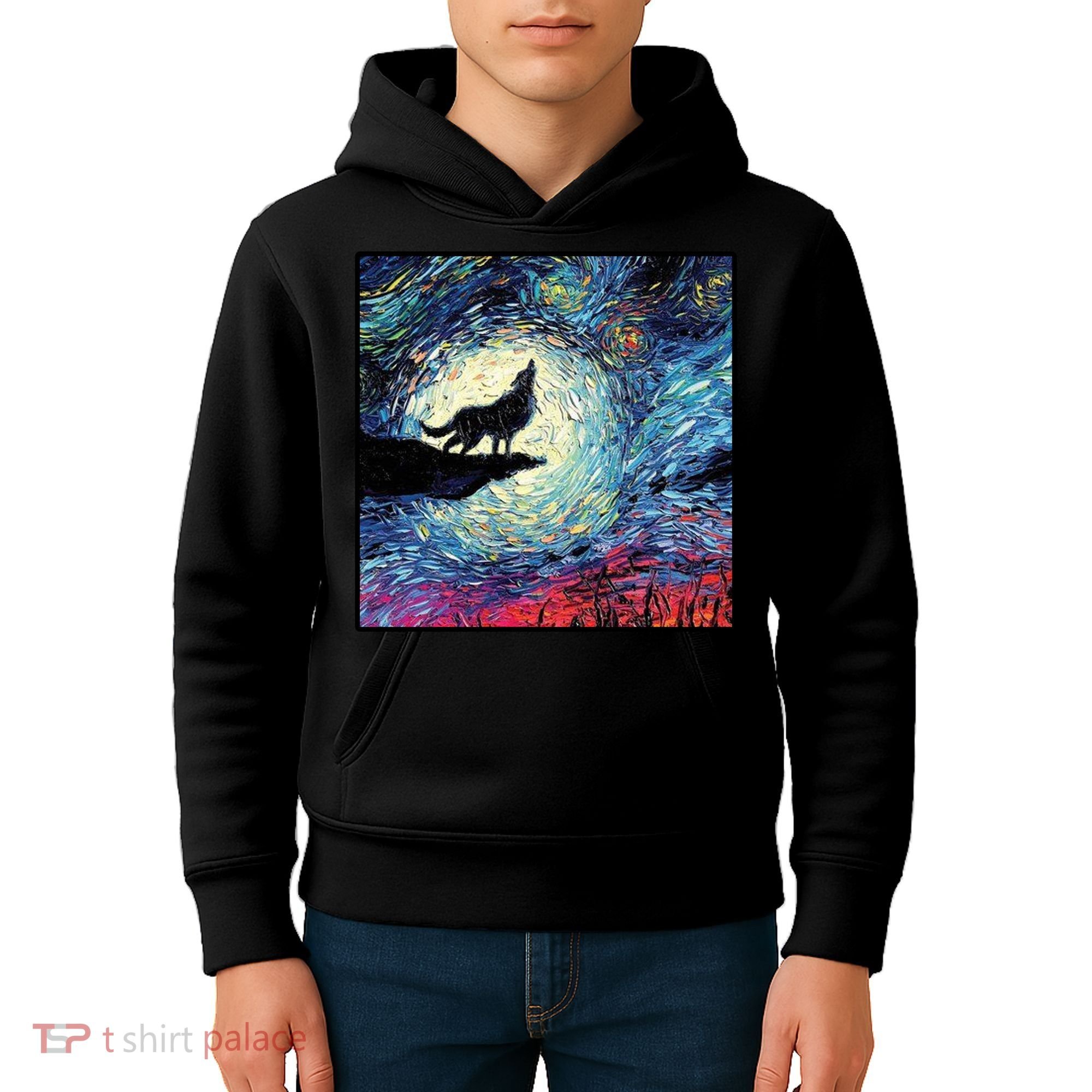 Lupine Night Howl Wolf Moon Kids Hoodie