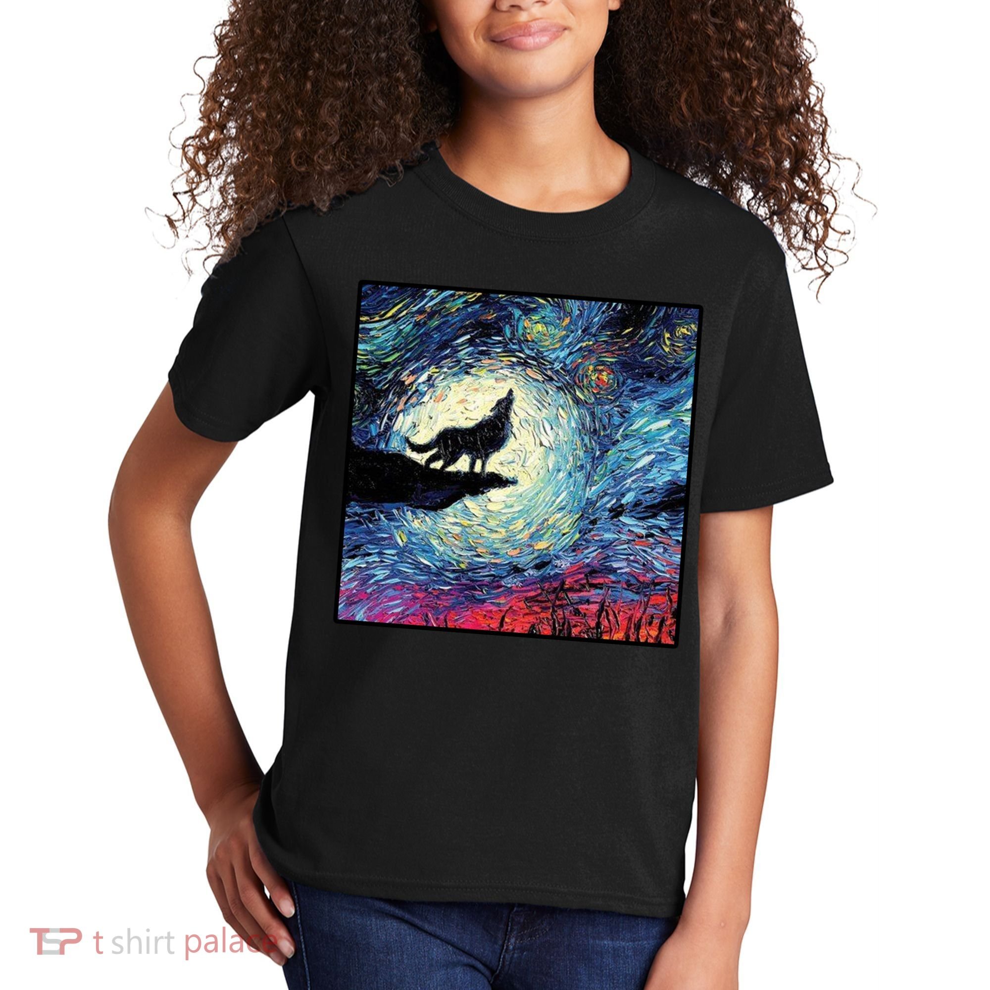 Lupine Night Howl Wolf Moon Kids T-Shirt