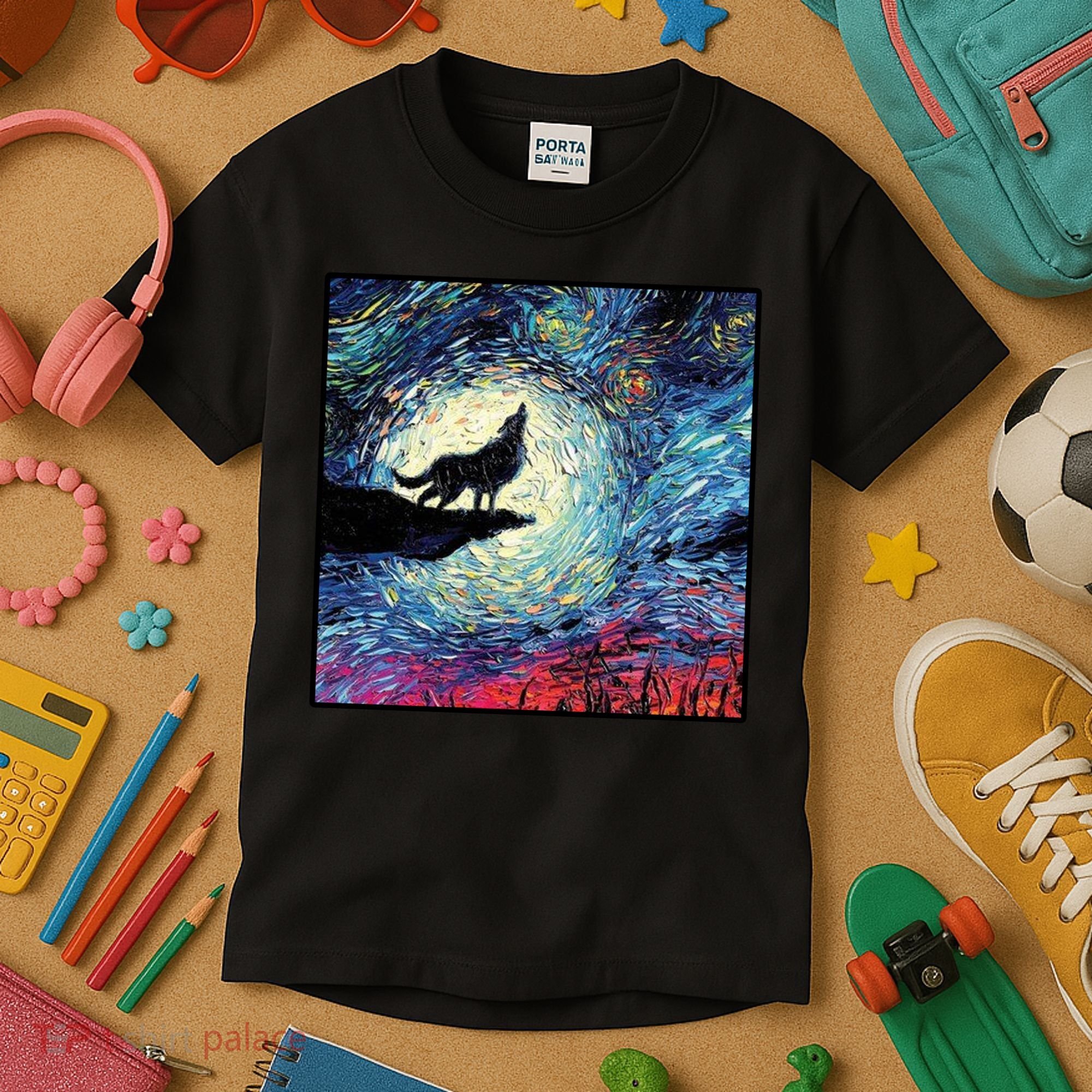 Lupine Night Howl Wolf Moon Kids T-Shirt