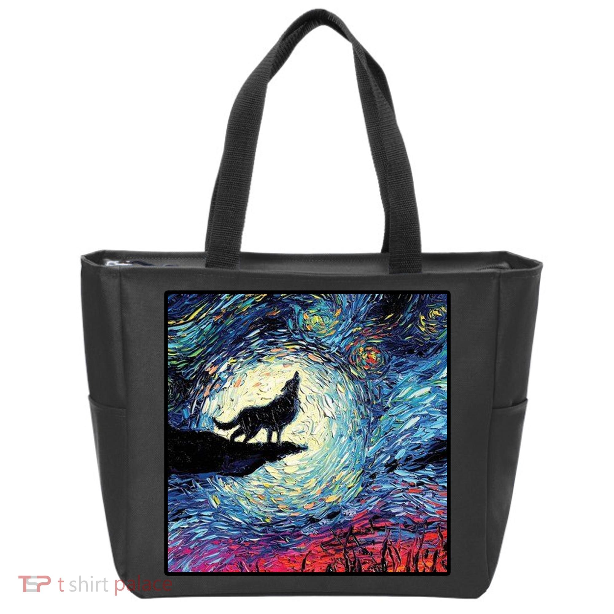 Lupine Night Howl Wolf Moon Tote Bag