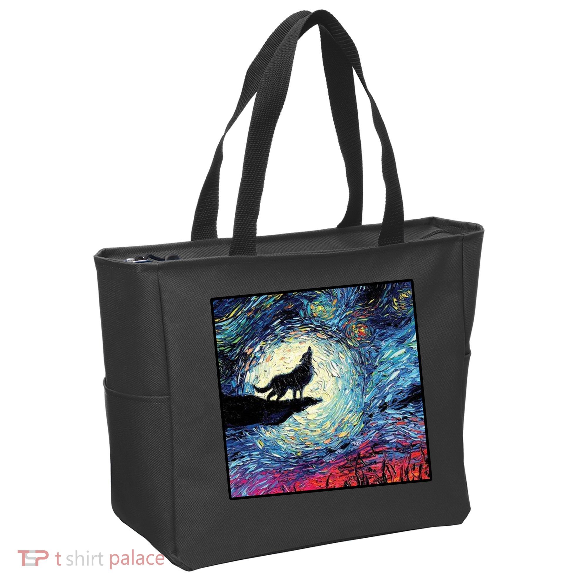Lupine Night Howl Wolf Moon Tote Bag