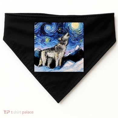Lupine Night Wolf Painting USA-Made Doggie Bandana