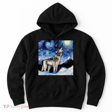 Lupine Night Wolf Painting Hoodie