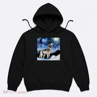 Lupine Night Wolf Painting Hoodie thumb 0