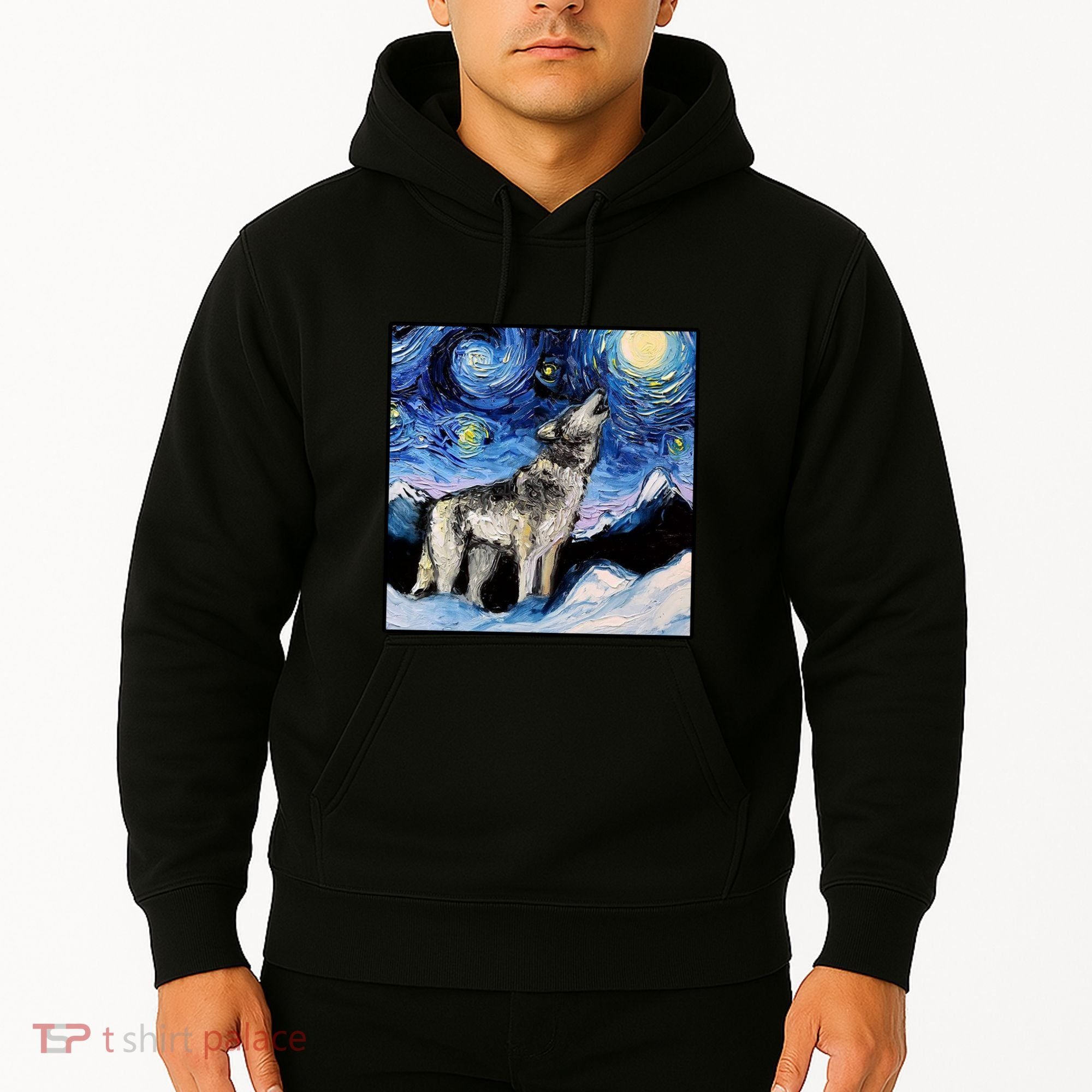 Lupine Night Wolf Painting Hoodie