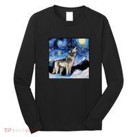 Lupine Night Wolf Painting Long Sleeve Shirt thumb 0