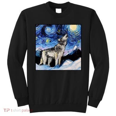 Lupine Night Wolf Painting Sweatshirt