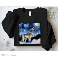 Lupine Night Wolf Painting Sweatshirt thumb 2