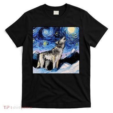 Lupine Night Wolf Painting T-Shirt