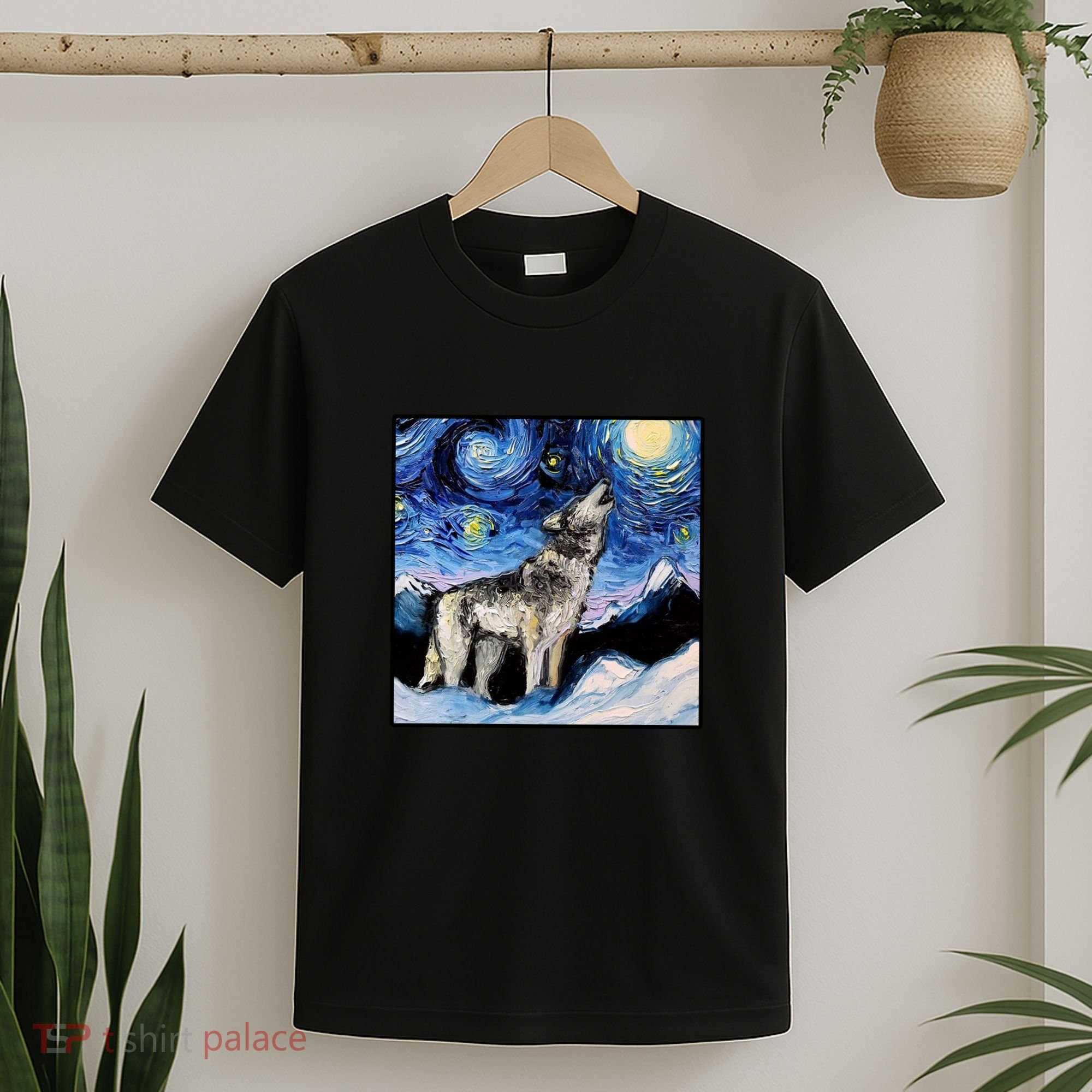 Lupine Night Wolf Painting T-Shirt