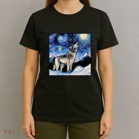 Lupine Night Wolf Painting T-Shirt thumb 4
