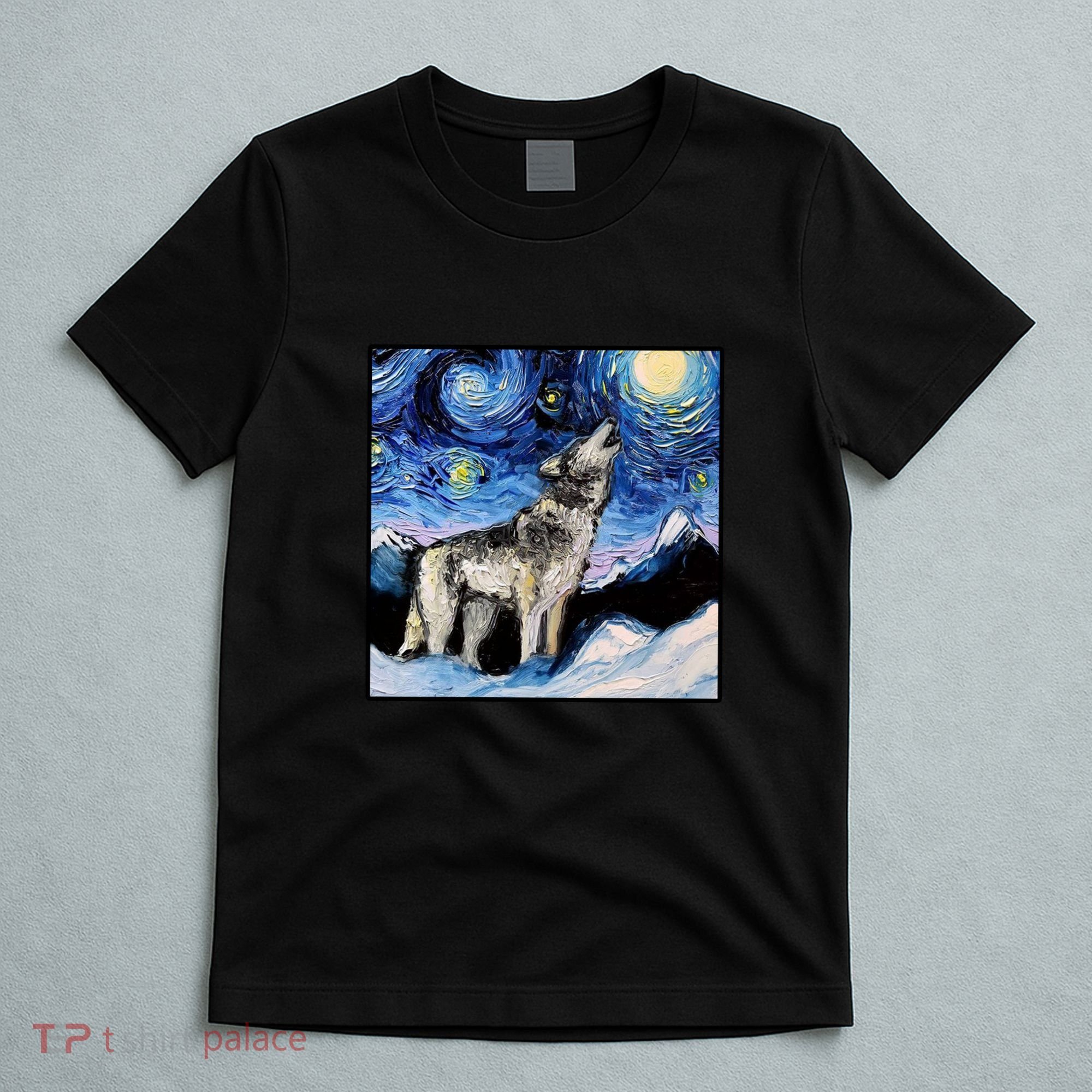 Lupine Night Wolf Painting T-Shirt