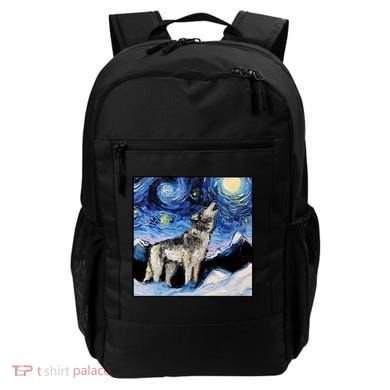 Lupine Night Wolf Painting Backpack