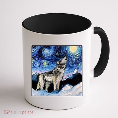 Lupine Night Wolf Painting Coffee Mug back