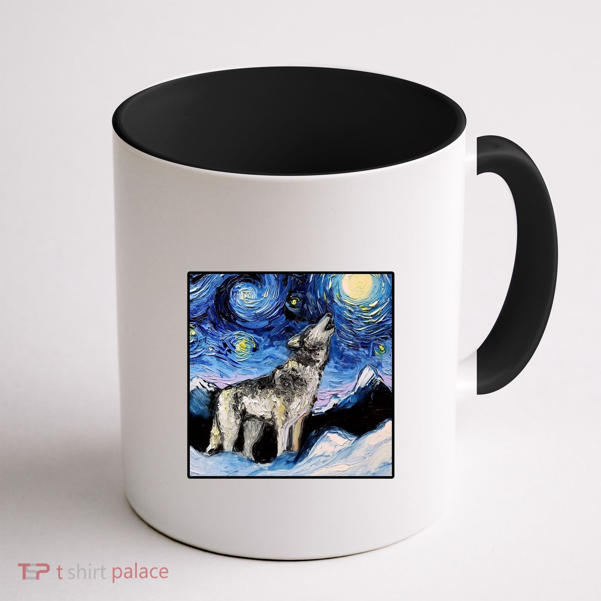 Lupine Night Wolf Painting Coffee Mug
