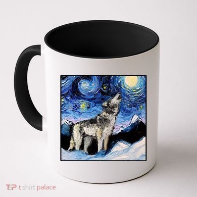 Lupine Night Wolf Painting Coffee Mug