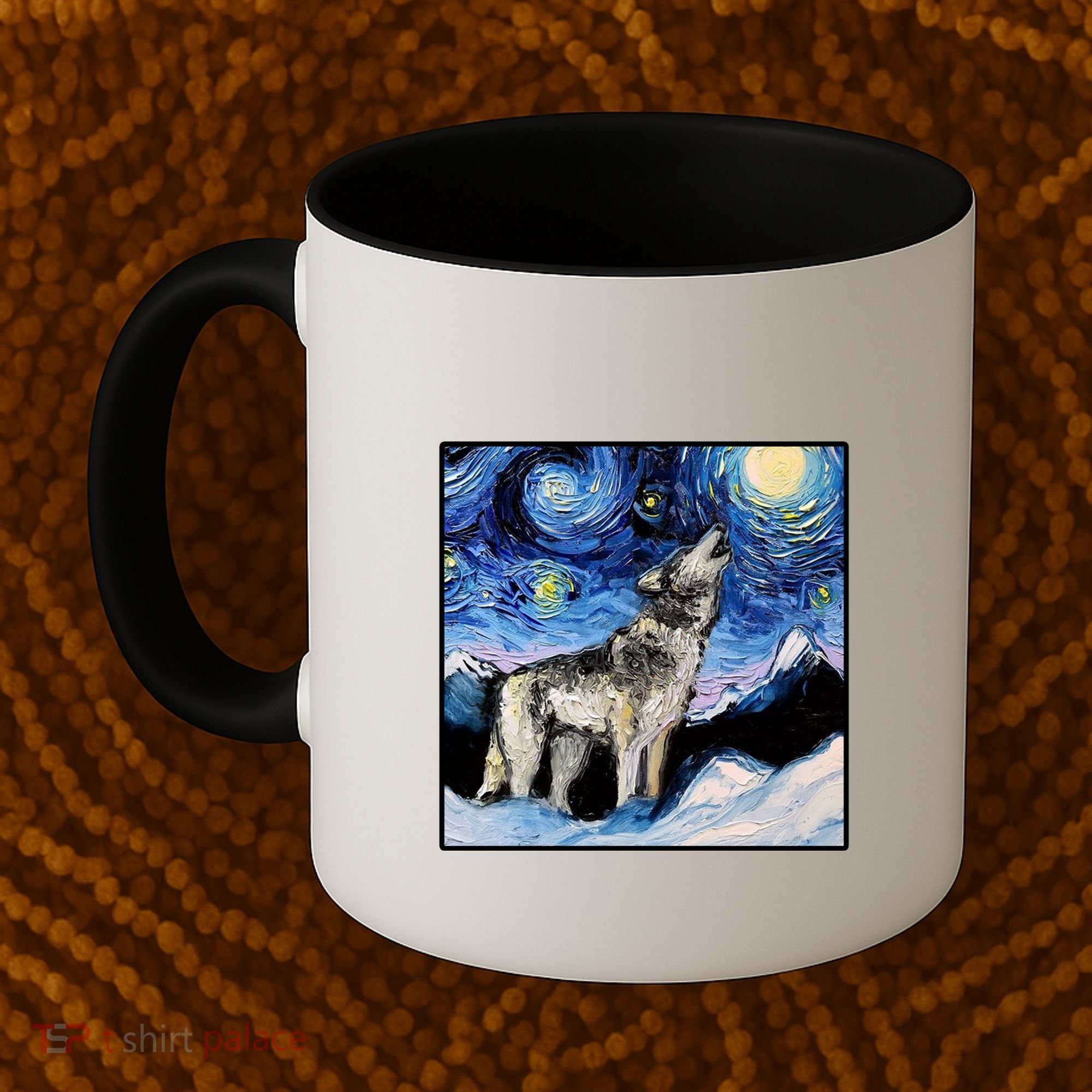 Lupine Night Wolf Painting Coffee Mug