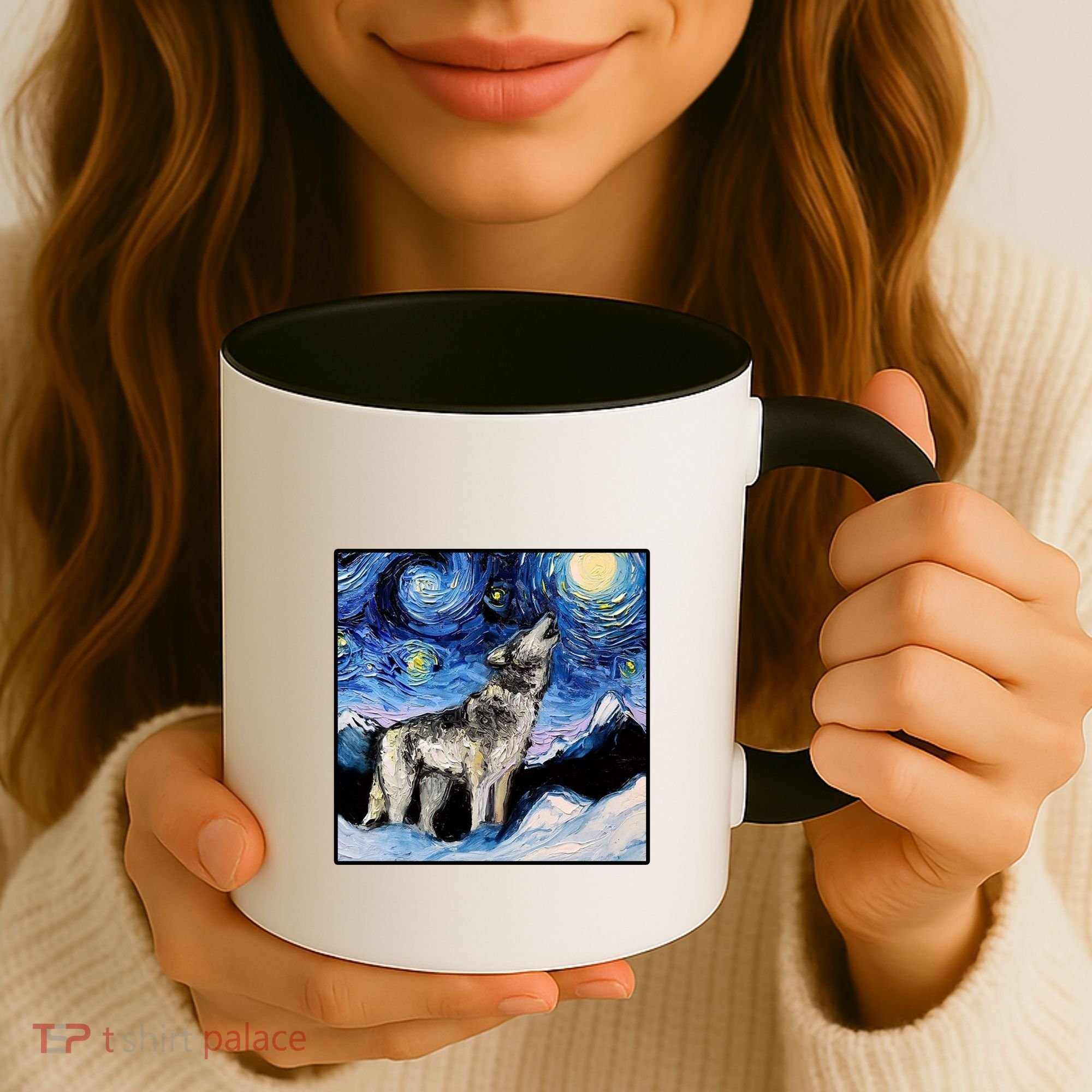 Lupine Night Wolf Painting Coffee Mug