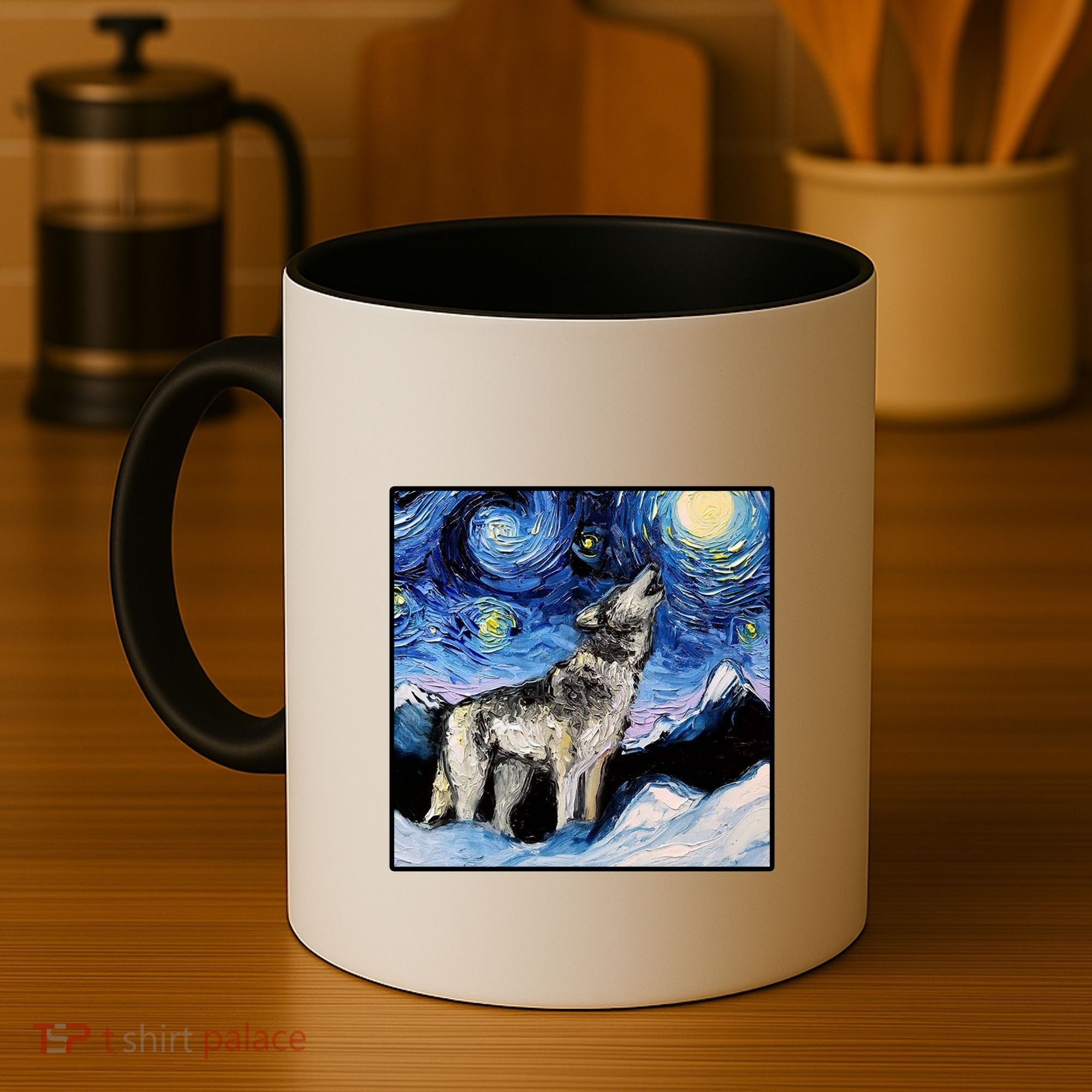 Lupine Night Wolf Painting Coffee Mug
