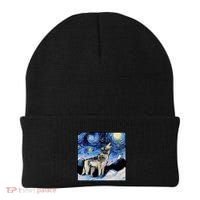 Lupine Night Wolf Painting Beanie thumb 0