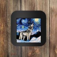 Lupine Night Wolf Painting Coaster thumb 0
