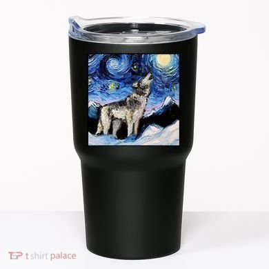 Lupine Night Wolf Painting Tumbler