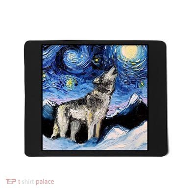 Lupine Night Wolf Painting Mousepad