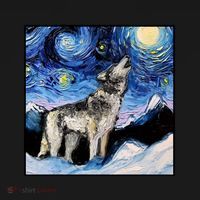 Lupine Night Wolf Painting Mousepad thumb 1
