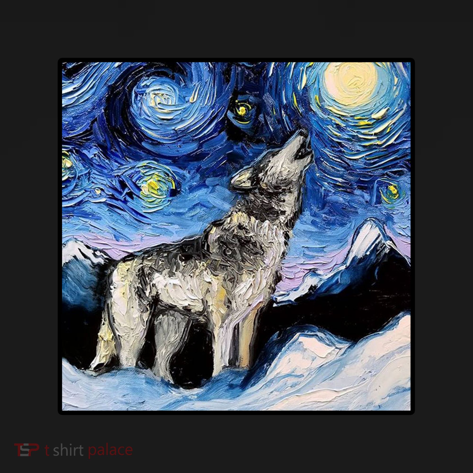 Lupine Night Wolf Painting Mousepad