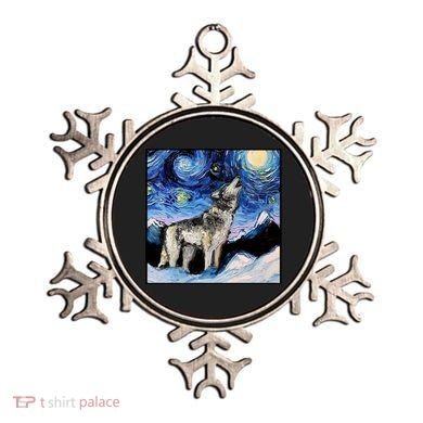 Lupine Night Wolf Painting Ornament