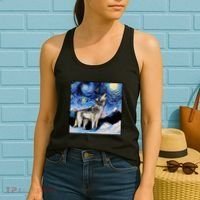 Lupine Night Wolf Painting Women's Tank Top thumb 2