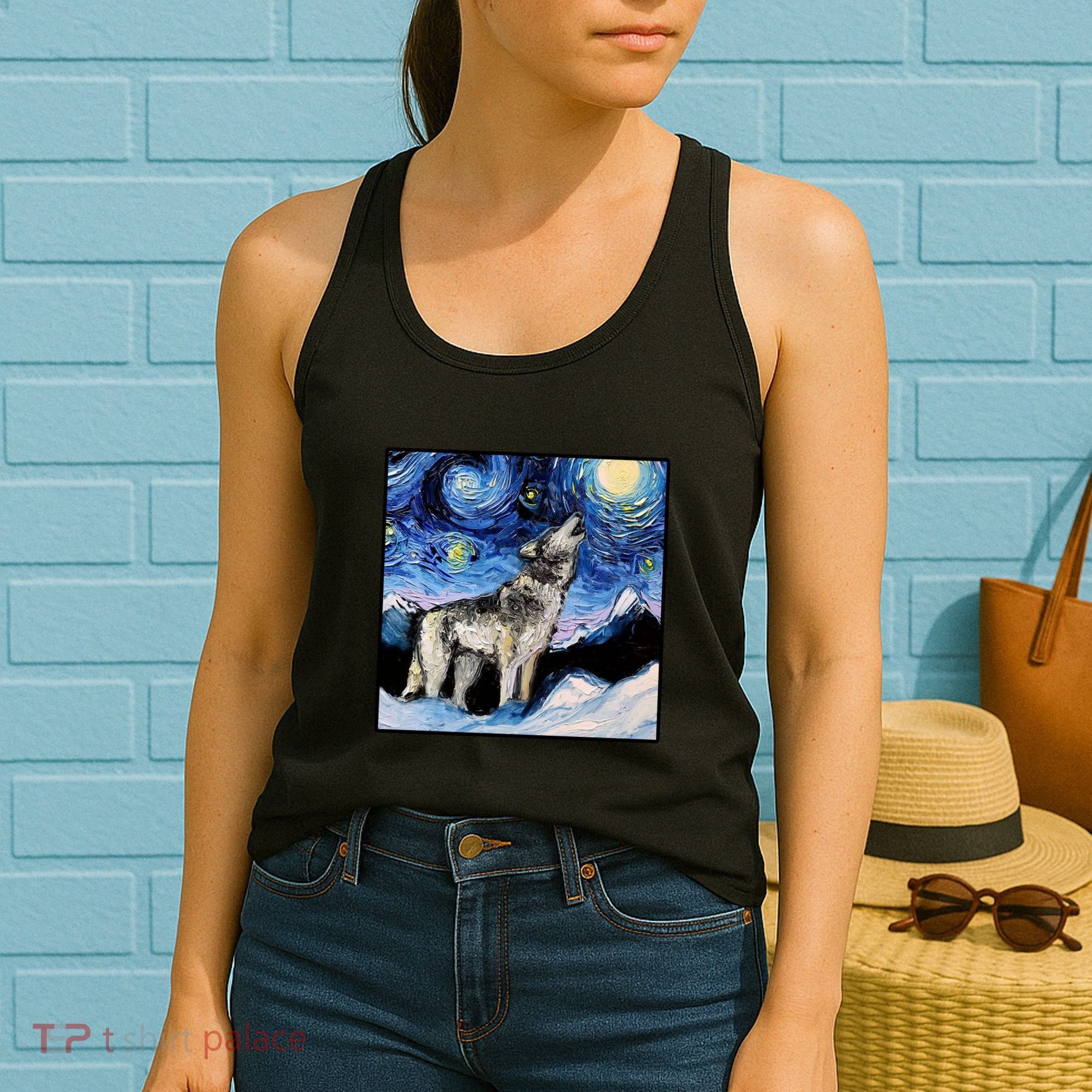Lupine Night Wolf Painting Women's Tank Top