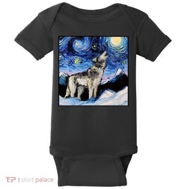 Lupine Night Wolf Painting Baby Bodysuit
