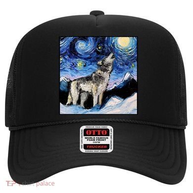 Lupine Night Wolf Painting Hat