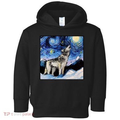 Lupine Night Wolf Painting Toddler Hoodie