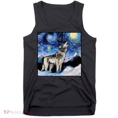 Lupine Night Wolf Painting Tank Top