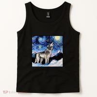 Lupine Night Wolf Painting Tank Top thumb 2