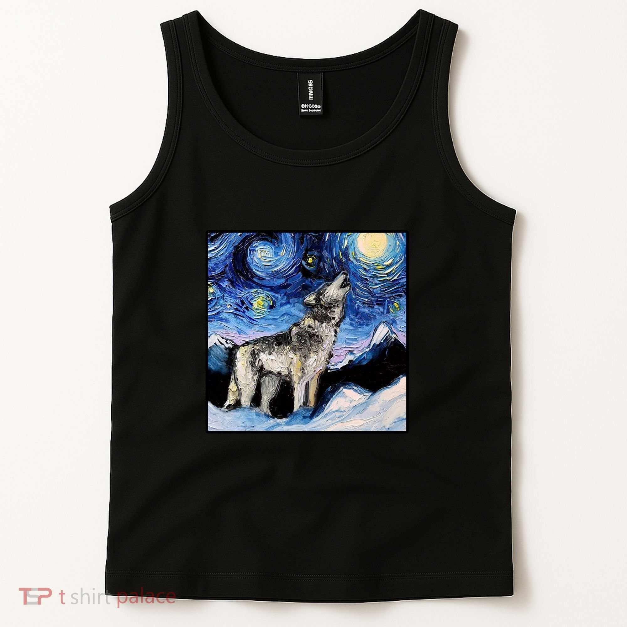 Lupine Night Wolf Painting Tank Top