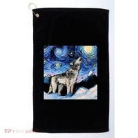 Lupine Night Wolf Painting Golf Towel thumb 0