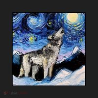 Lupine Night Wolf Painting Golf Towel thumb 3