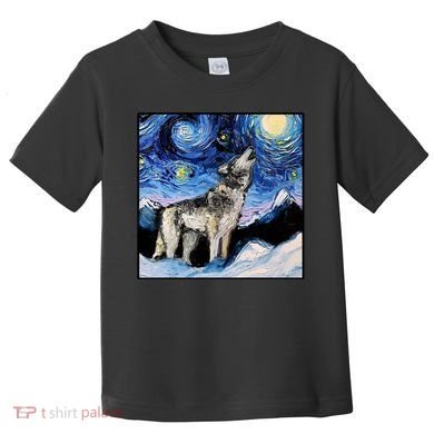 Lupine Night Wolf Painting Toddler T-Shirt