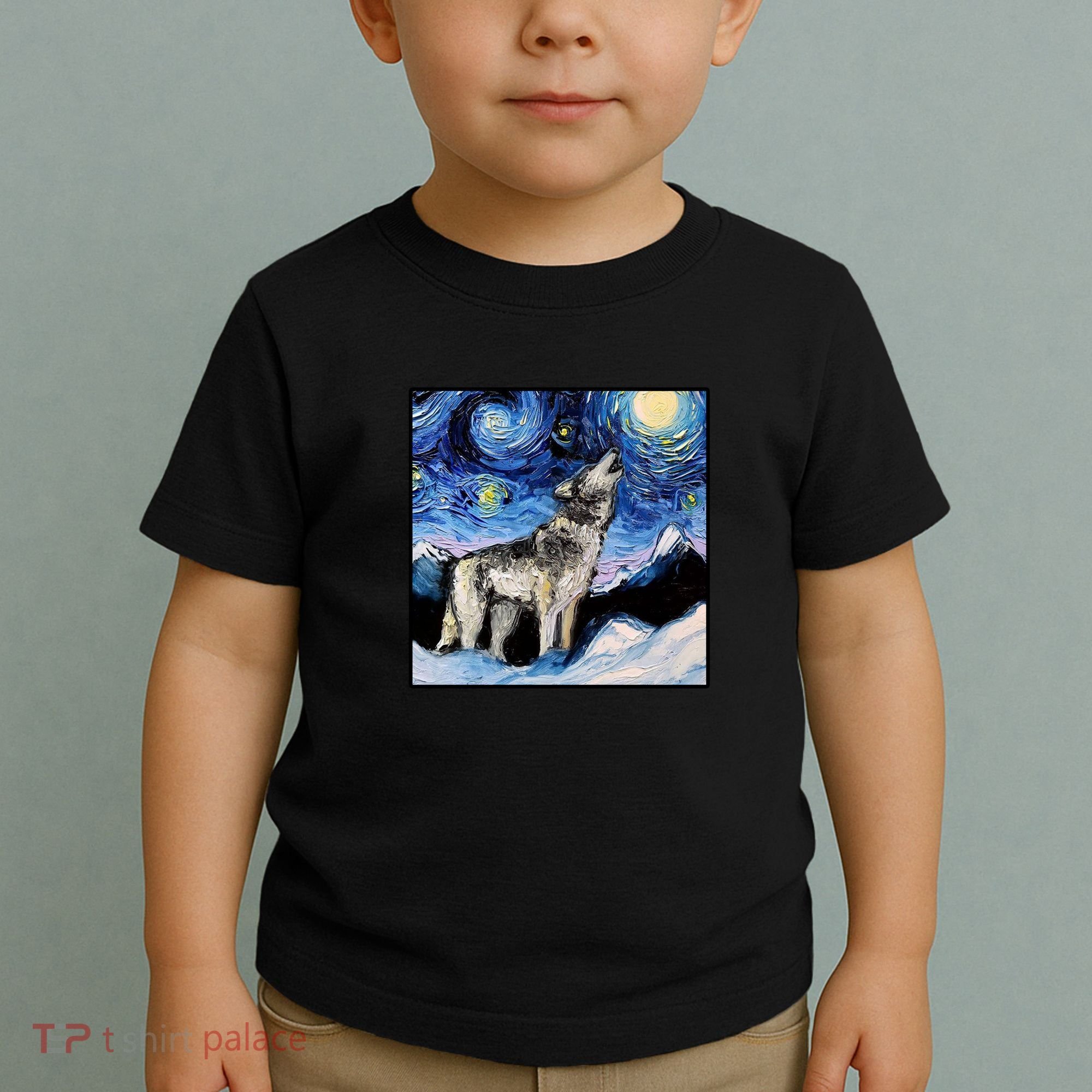 Lupine Night Wolf Painting Toddler T-Shirt