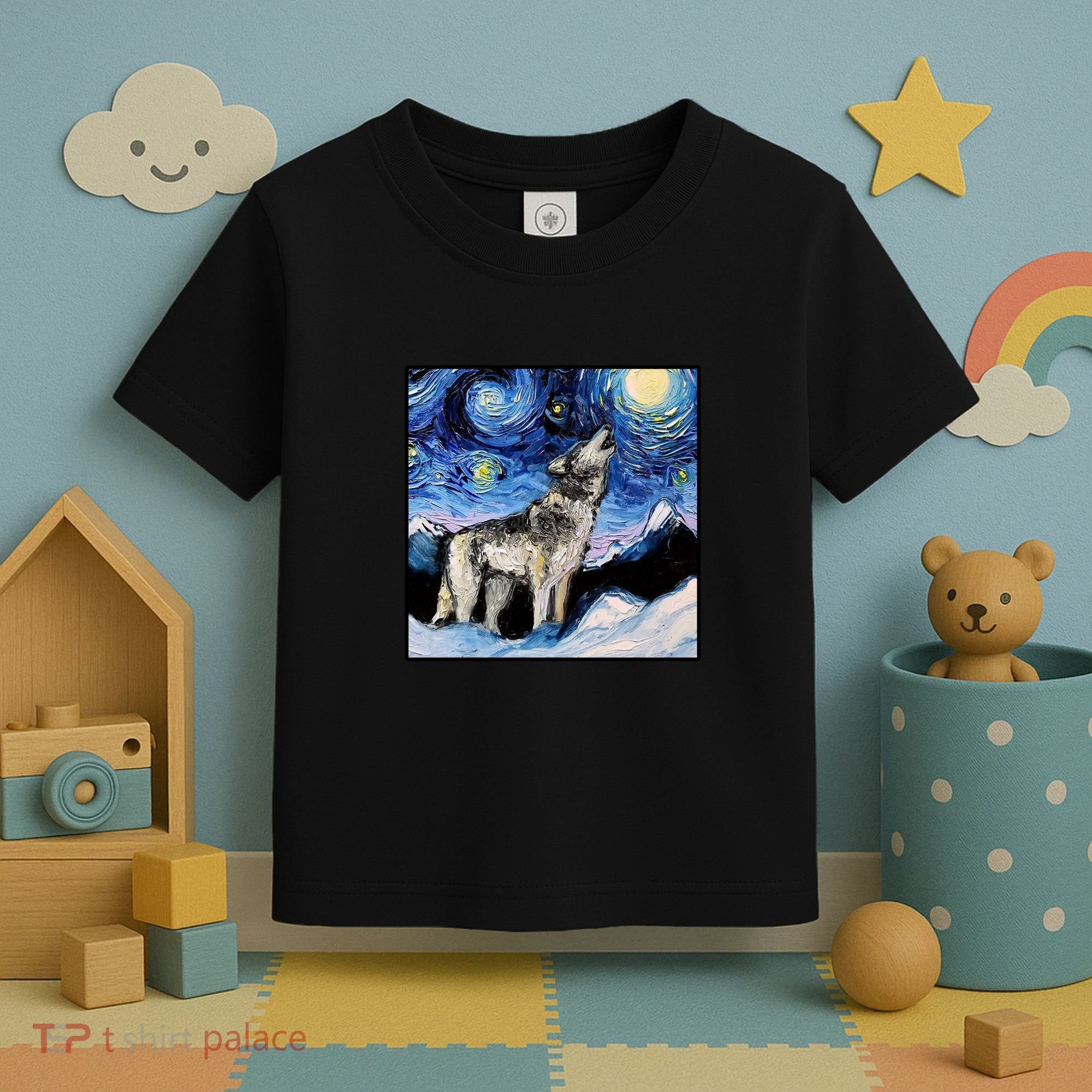 Lupine Night Wolf Painting Toddler T-Shirt