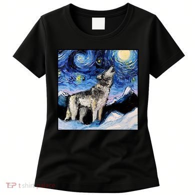 Lupine Night Wolf Painting Women's T-Shirt