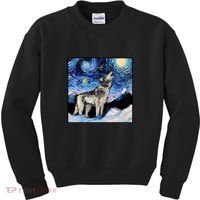 Lupine Night Wolf Painting Kids Sweatshirt thumb 0