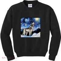 Lupine Night Wolf Painting Kids Sweatshirt thumb 0