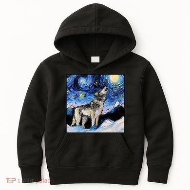 Lupine Night Wolf Painting Kids Hoodie