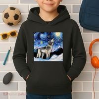 Lupine Night Wolf Painting Kids Hoodie thumb 2